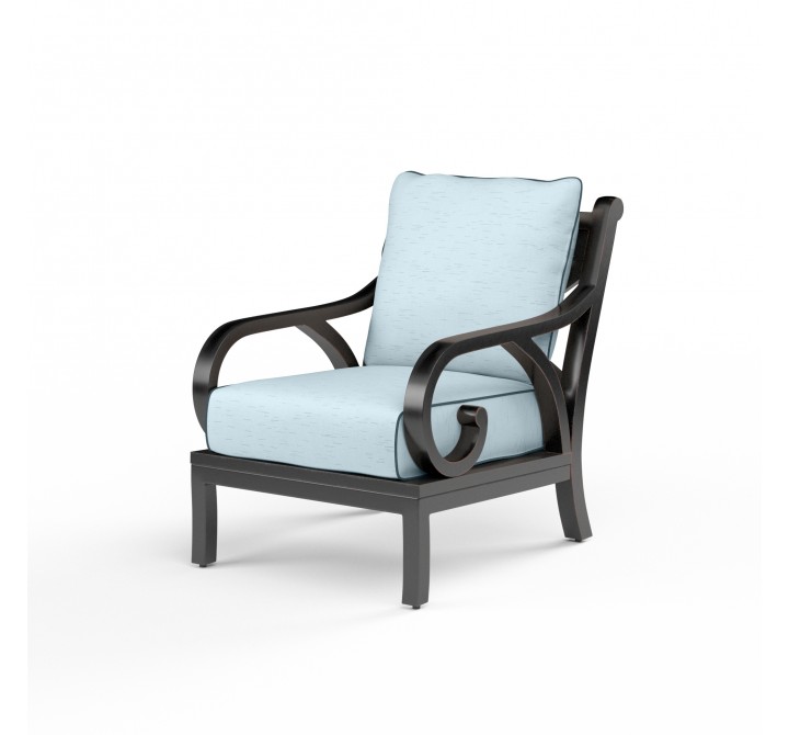 Monterey Club Chair in Canvas Skyline w/ Self Welt - Front Side Angle