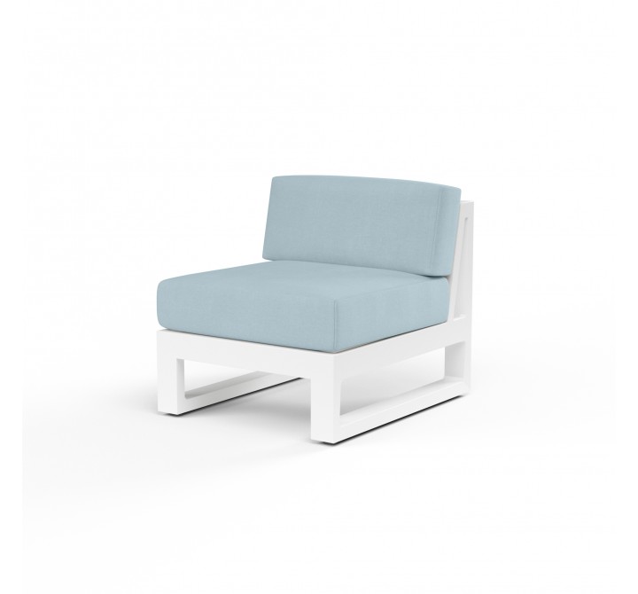 Newport Armless Club Chair in Canvas Skyline, No Welt - Front Side Angle