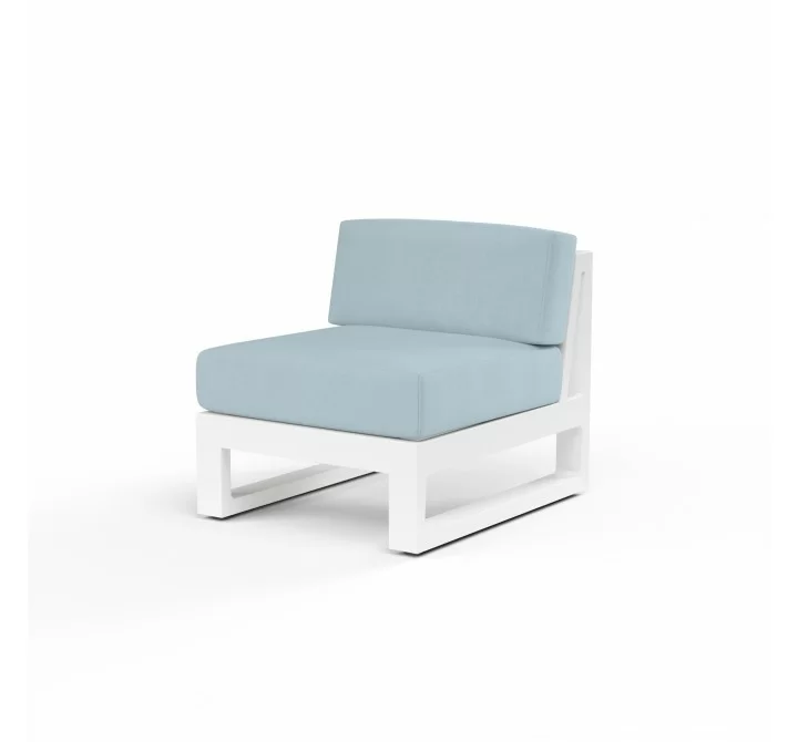 Newport Armless Club Chair in Canvas Skyline, No Welt - Front Side Angle
