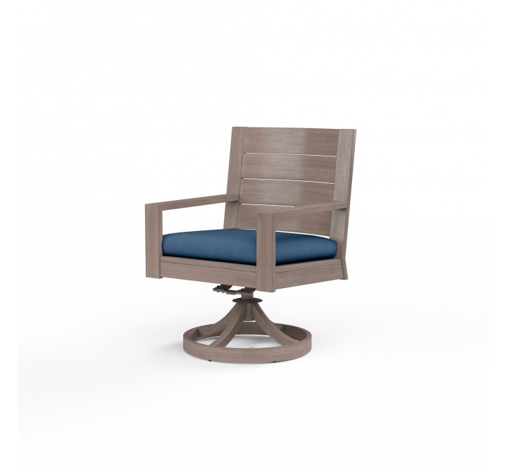 Laguna Swivel Dining Chair in Spectrum Indigo, No Welt - Front Side Angle