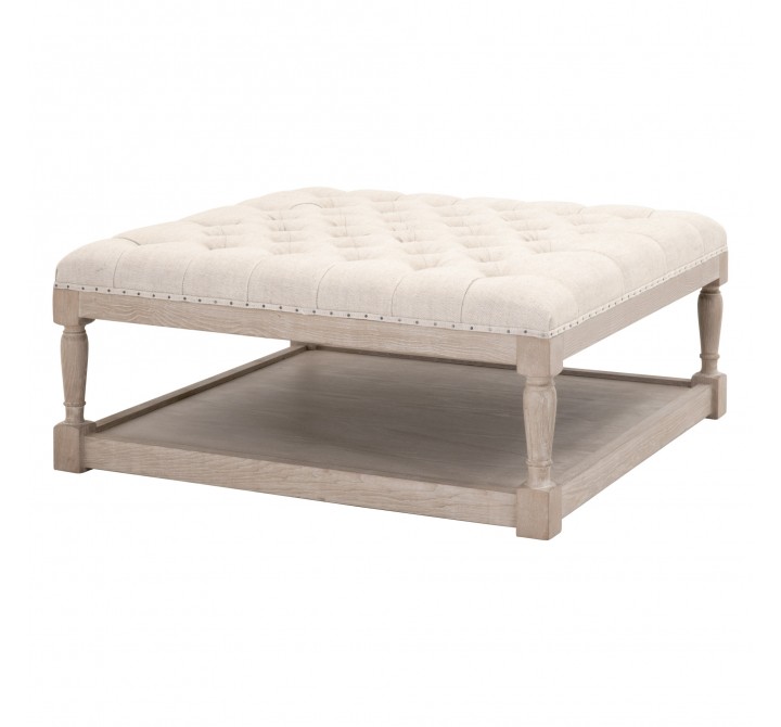 Townsend Tufted Coffee Table - Bisque - Front Side Angle