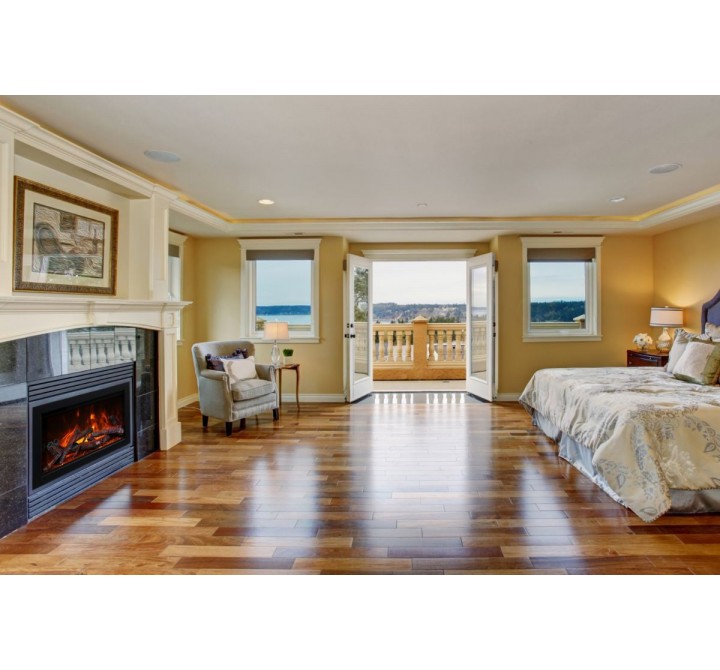 Amantii 26” Fireplace With A Steel Trim and Glass Inlay - 10 Piece Log Set With Remote And Cord - Lifestyle