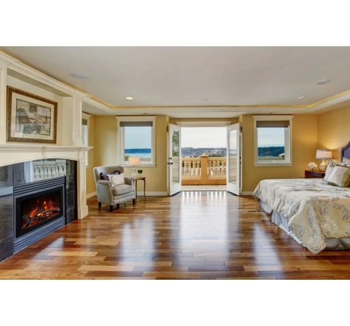 Amantii 26” Fireplace With A Steel Trim and Glass Inlay - 10 Piece Log Set With Remote And Cord - Lifestyle