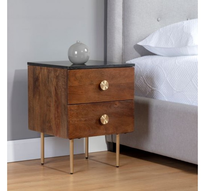 Sunpan Keely Nightstand Black Marble - Cafe - Lifestyle