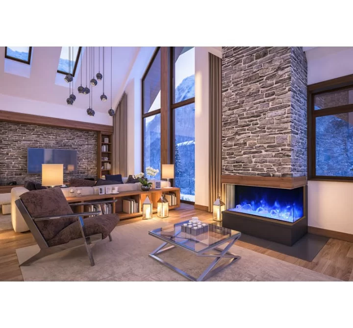 60" 3 Sided Glass Electric Fireplace Built-in Only - Lifestyle 1