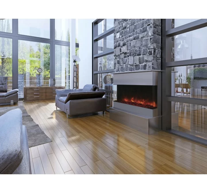 40" 3 Sided Glass Electric Fireplace Built-in Only - Lifestyle