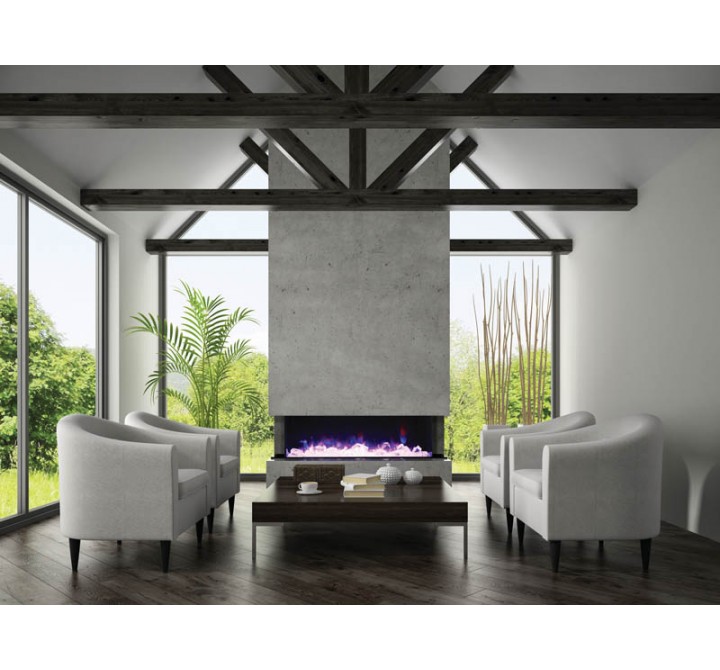 Amantii 70" 3 Sided Glass Electric Fireplace Built-in Only - Lifestyle