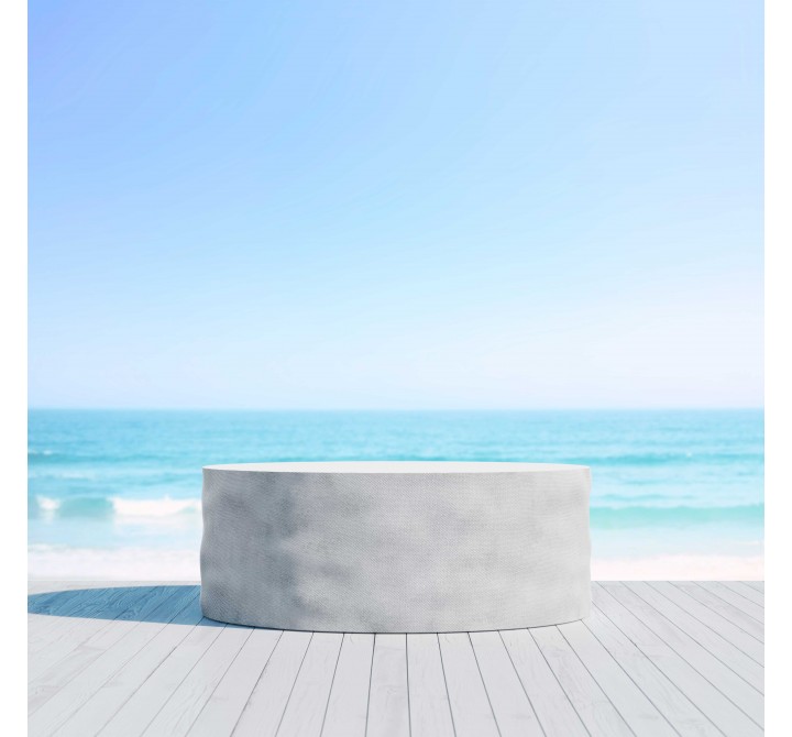 Azzurro Living Tulum Coffee Table In White Rock Concrete - Lifestyle