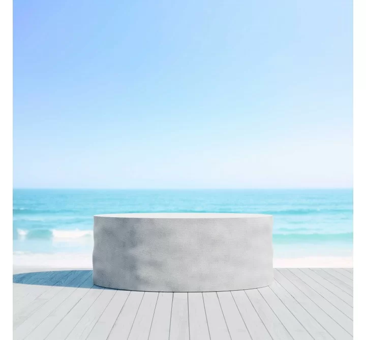 Azzurro Living Tulum Coffee Table In White Rock Concrete - Lifestyle