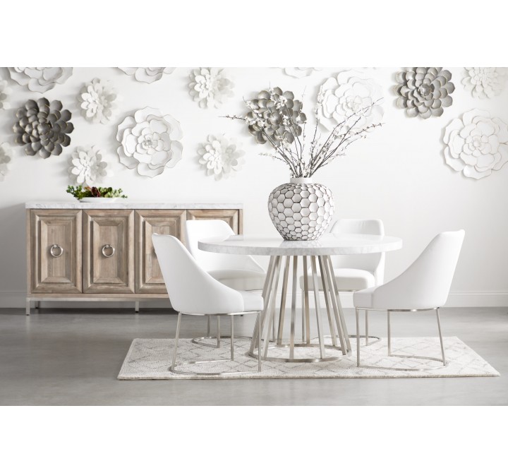 Turino Carrera 54 Round Dining Table Base - Brushed Stainless Steel - Lifestyle