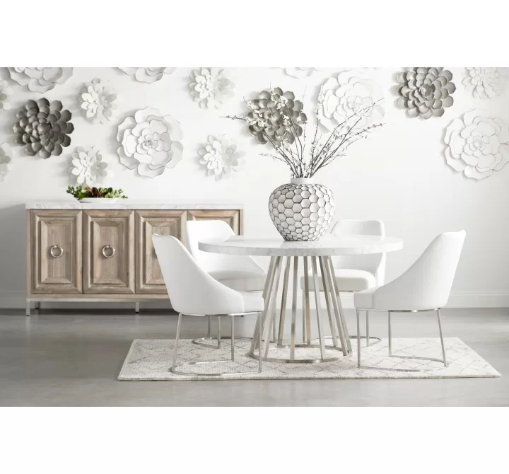 Turino Carrera 54 Round Dining Table Base - Brushed Stainless Steel - Lifestyle