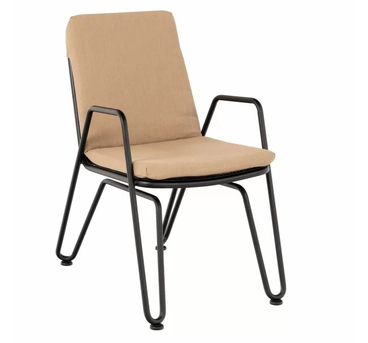 Woodard Turner Dining Armchair with Optional Cushion - Angled