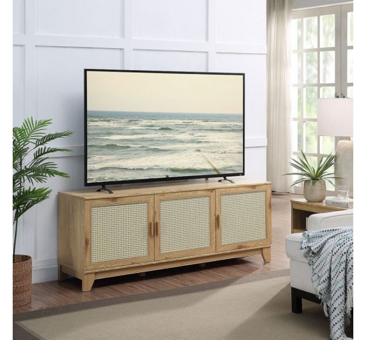Manhattan Comfort Sheridan 62.99 Modern Cane TV Stand In Nature