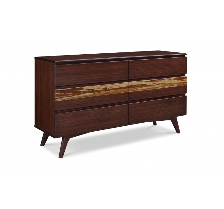 Greenington Azara Six Drawer Double Dresser, Sable - Front Side Angle