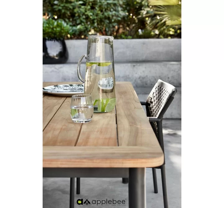 Alfresco Home Equator 95" Rectangular Teak Top Dining Table - Lifestyle