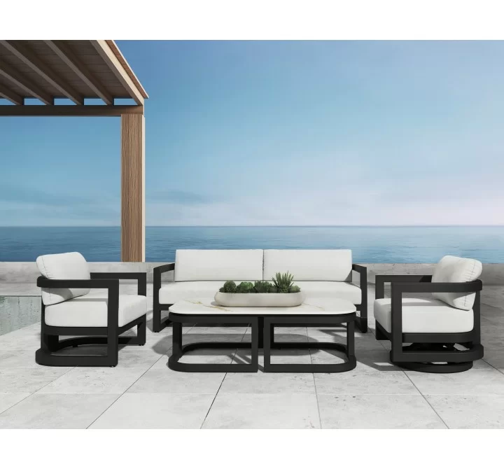 Sunset West Malibu Sofa in Cast Silver, No Welt Set