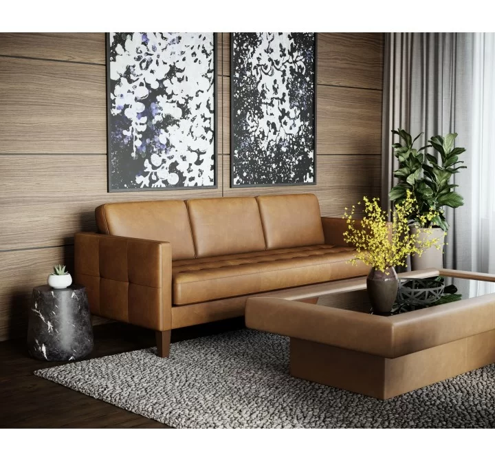 Sunpan Karmelo Sofa  Cognac Leather -  Lifestyle