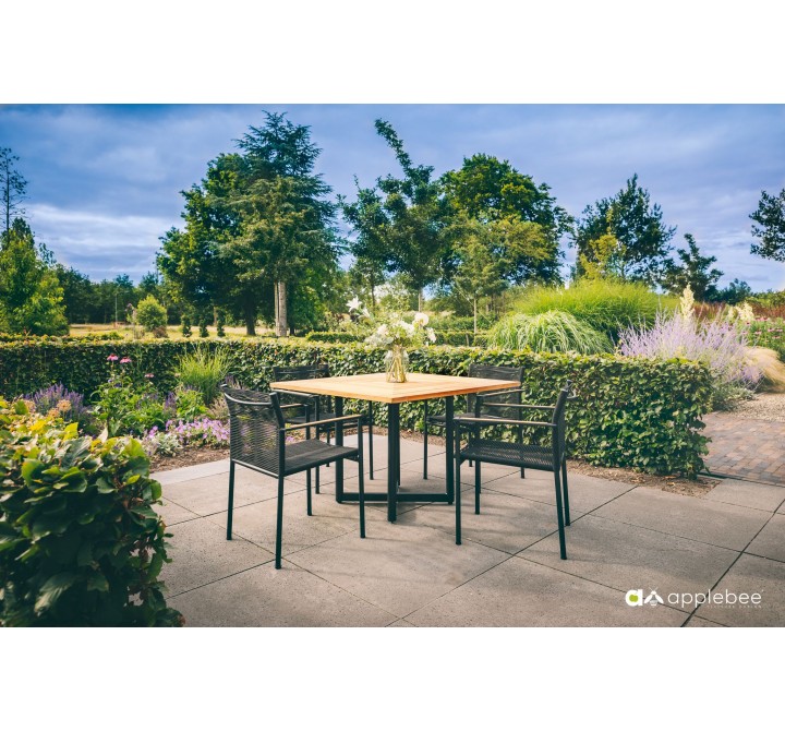 Alfresco Home Jakarta 43" Square Teak Top Dining Table - Lifestyle