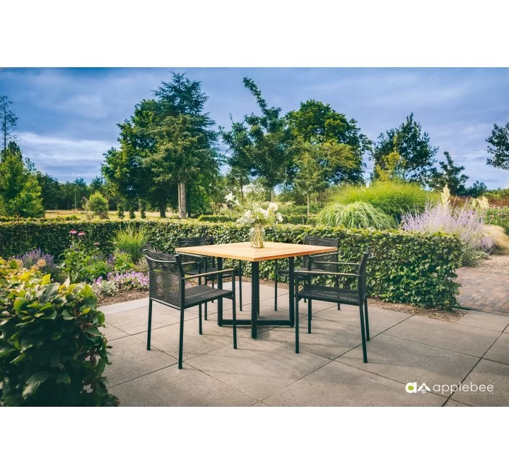 Alfresco Home Jakarta 43" Square Teak Top Dining Table - Lifestyle