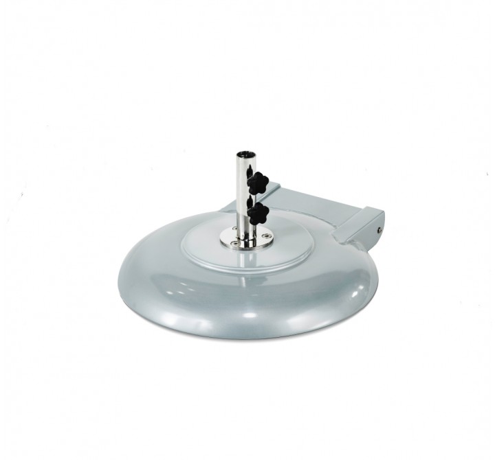 100 Pound - 24" Diameter Concrete Filled Aluminum Shell Umbrella Base With Wheels - Silver Mist