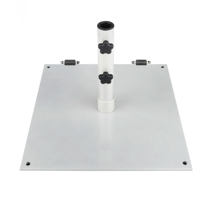 75 Pound Steel Umbrella Base With Wheels - Silver Mist