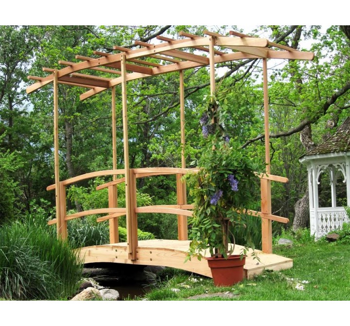 Monet's Red Cedar Bridge w/ Curved Wisteria Canopy