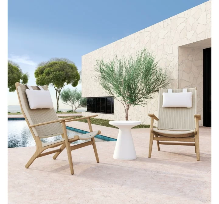 Sunset West Coastal Teak Cushionless Highback Chair - Lifestyle