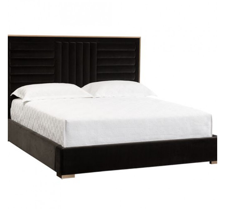 Sunpan Mabel Bed Queen in Abbington Charred Brown - Front Side Angle