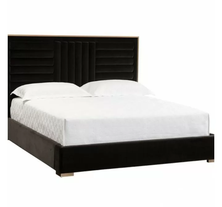 Sunpan Mabel Bed Queen in Abbington Charred Brown - Front Side Angle