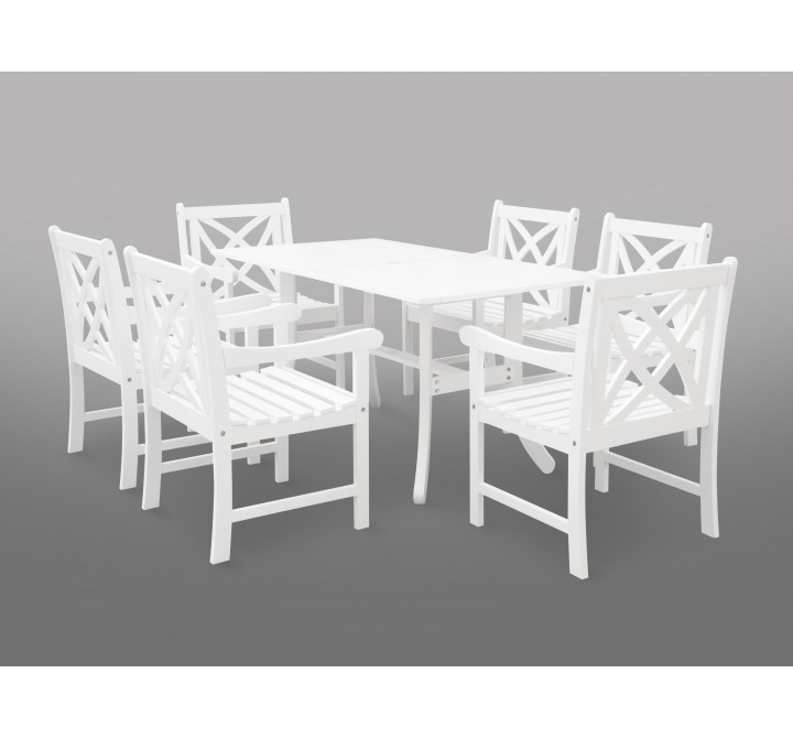 Bradley Eco-friendly 7-piece Outdoor White Hardwood Dining Set