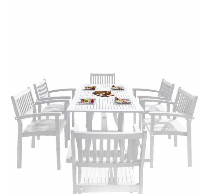 Bradley Outdoor Patio Wood 7-piece Dining Set with Stacking Chairs - White BG