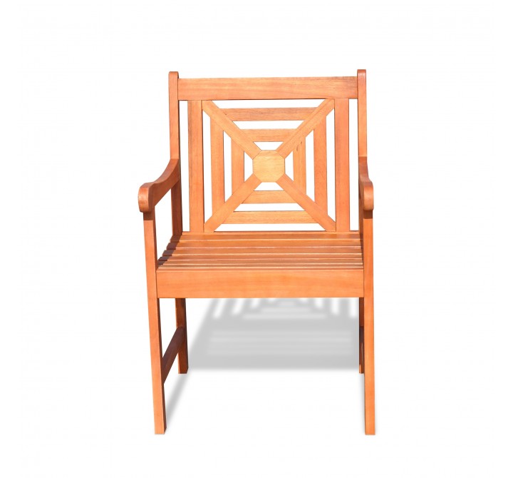 Malibu Eco-friendly Outdoor Hardwood Garden Arm Chair - Front
