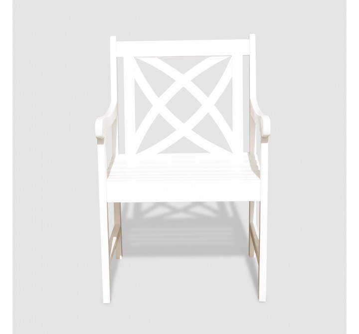 Bradley Eco-friendly Outdoor White Hardwood Garden Arm Chair - Front