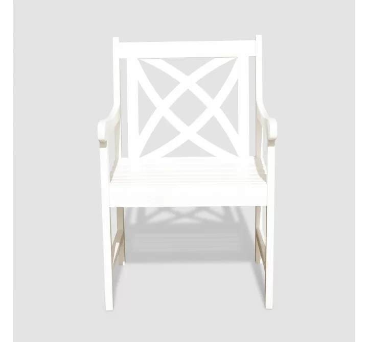 Bradley Eco-friendly Outdoor White Hardwood Garden Arm Chair - Front