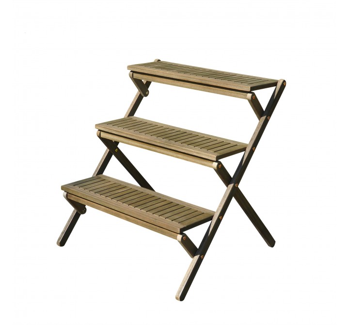 Renaissance Eco-friendly Hand-scraped Hardwood Three-Layer Garden Planter Stand - Angled