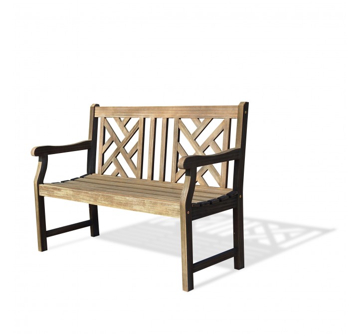 Renaissance Eco-friendly 4-foot Outdoor Hand-scraped Hardwood Garden Bench - Angled
