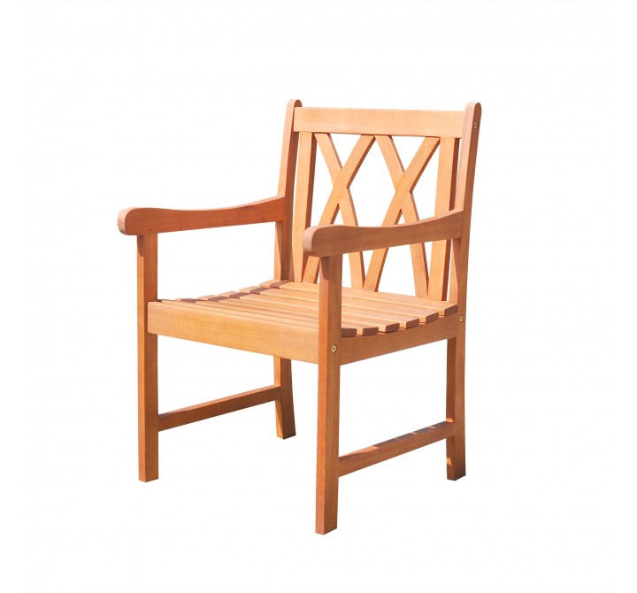 Malibu Eco-friendly Outdoor Hardwood Garden Arm Chair - Angled