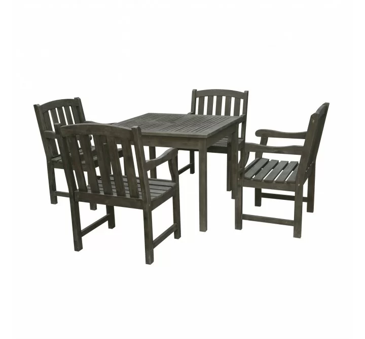 Renaissance Outdoor 5-piece Wood Patio Stacking Table Dining Set - White BG