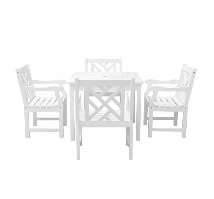 Bradley Outdoor 5-piece Wood Patio Stacking Table Dining Set - White BG