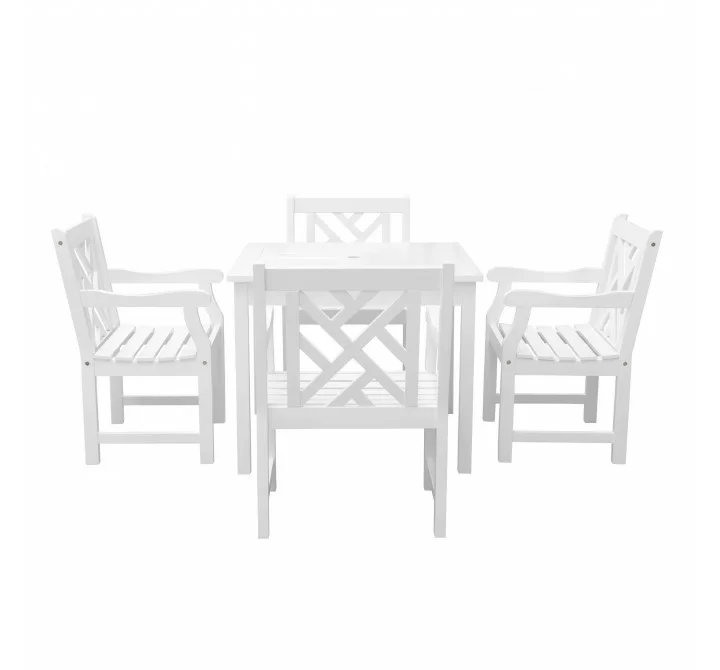 Bradley Outdoor 5-piece Wood Patio Stacking Table Dining Set - White BG