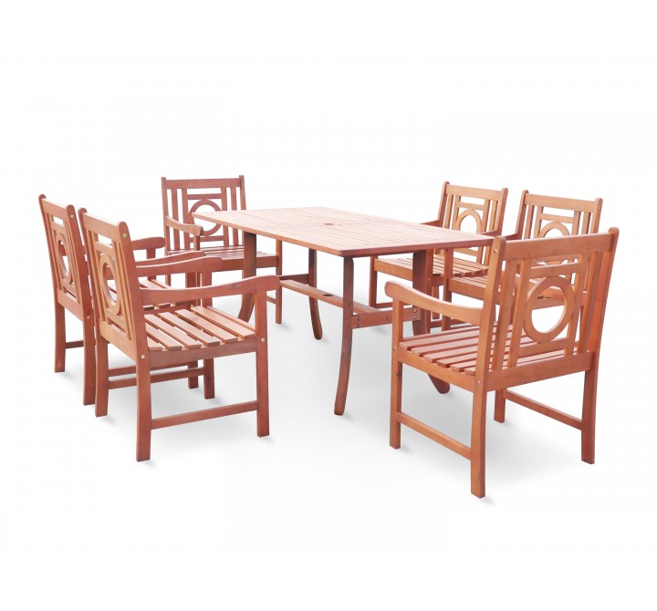 Malibu Eco-friendly 7-piece Outdoor Hardwood Dining Set with Rectangle Table and Arm Chairs