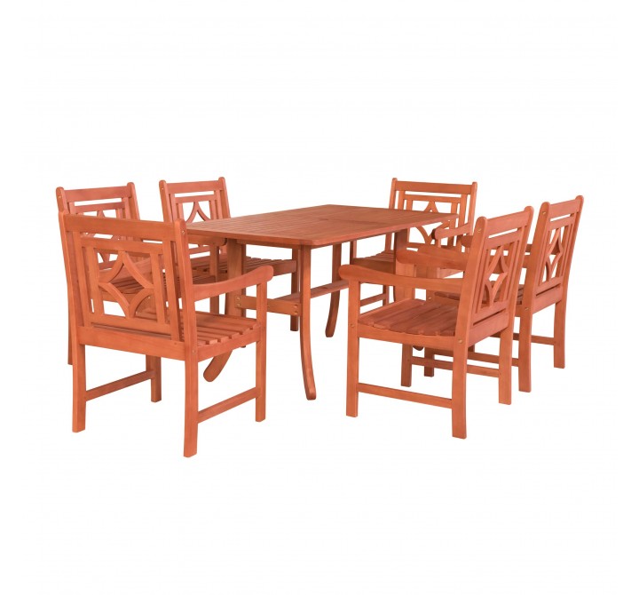 Malibu Outdoor 7-piece Wood Patio Curvy Legs Table Dining Set - White BG