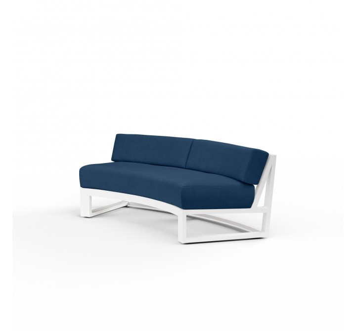 Newport Curved Sofa in Spectrum Indigo, No Welt - Front Side Angle