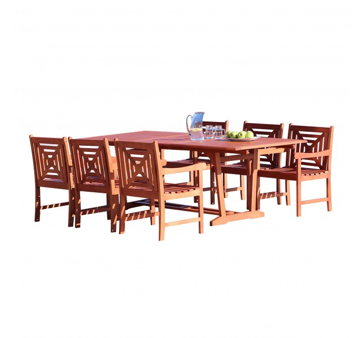 Malibu Outdoor 7-piece Wood Patio Dining Set with Extension Table - White BG