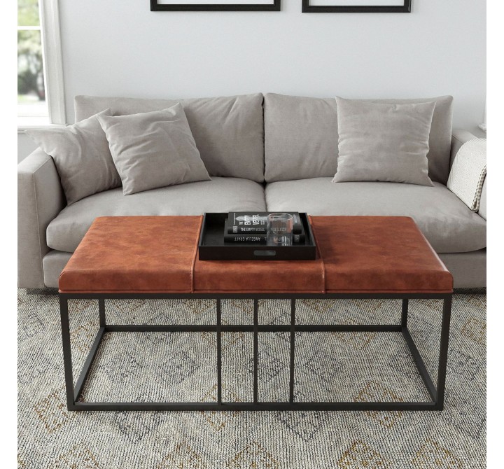 Vifah Riley Indoor Brown Faux Leather Multi-Function Entry Bench - Table - Front