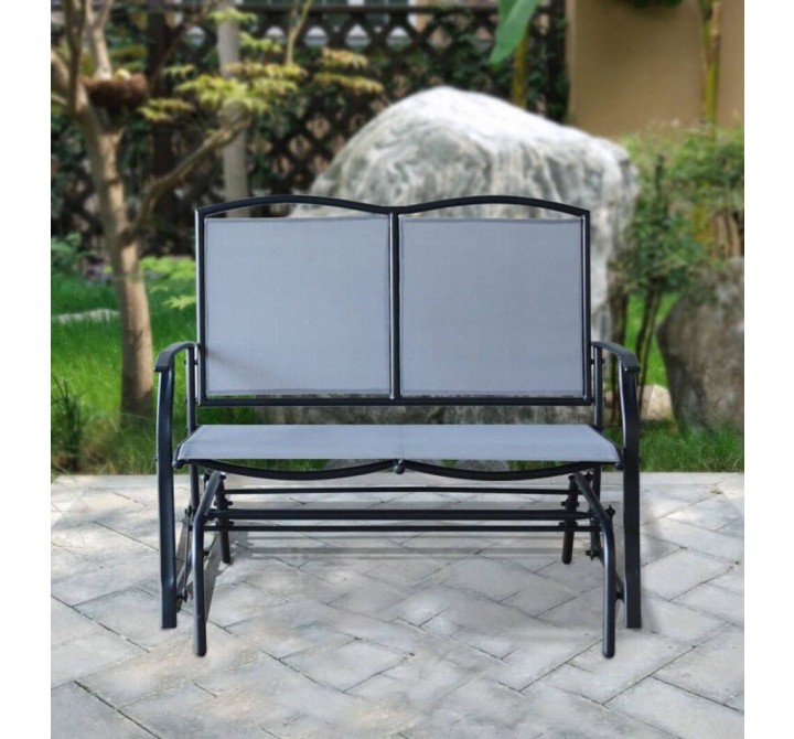 Bellini Home and Garden Devani Loveseat Glider- Black Frame/Mixed Grey Mesh