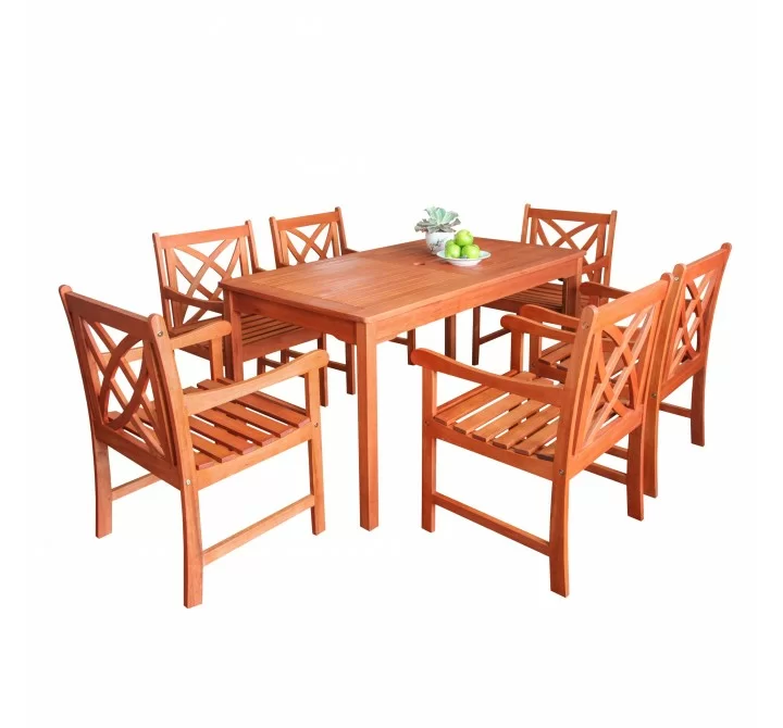 Malibu Outdoor 7-piece Wood Patio Dining Set - White BG