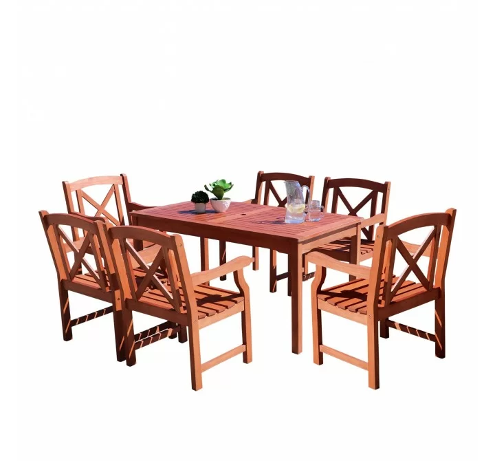 Malibu Outdoor 7-piece Wood Patio Dining Set - White BG