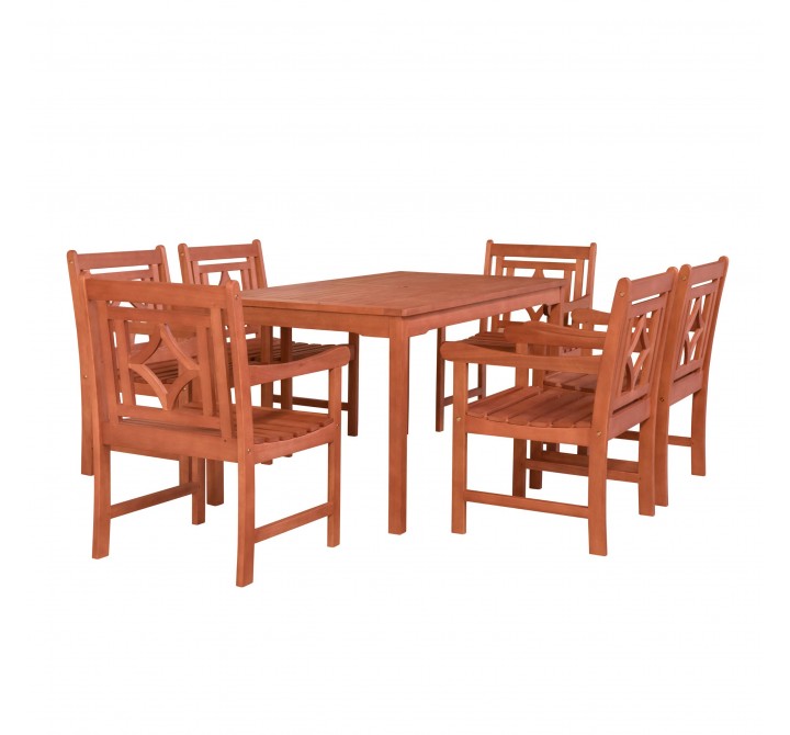 Malibu Outdoor 7-piece Wood Patio Rectangular Table Dining Set - White BG