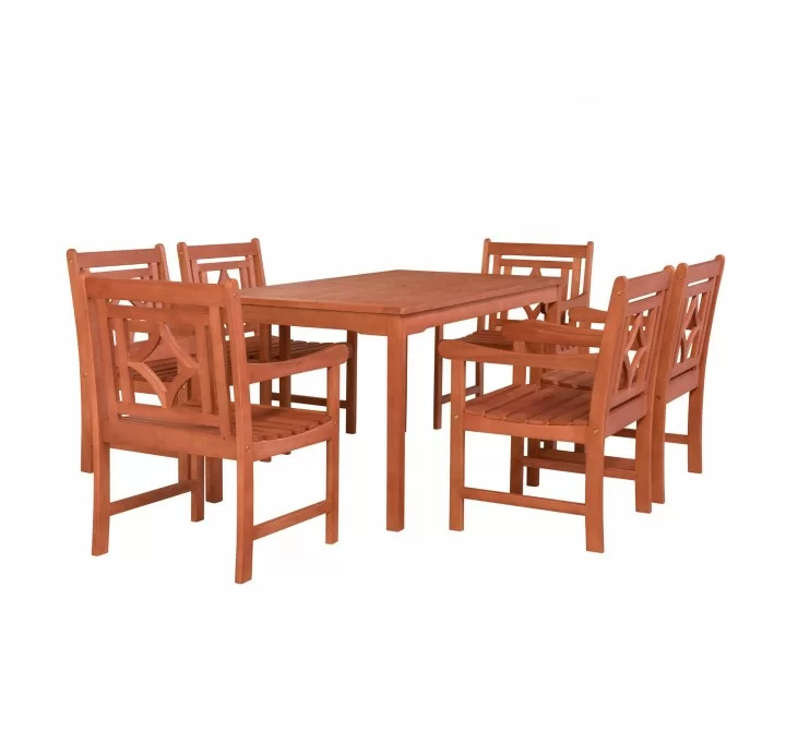 Malibu Outdoor 7-piece Wood Patio Rectangular Table Dining Set - White BG